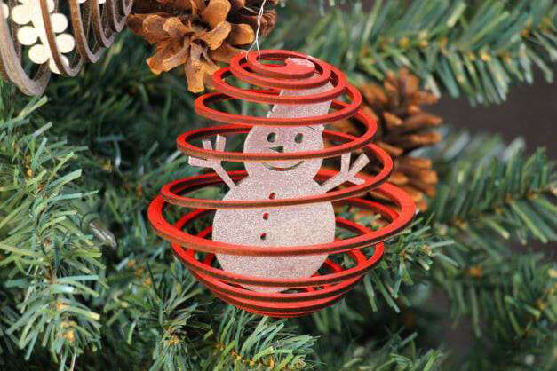 RedSnowmanSeasonalSpiralOrnament Dragonfly Wood Arts dragonfly wood arts